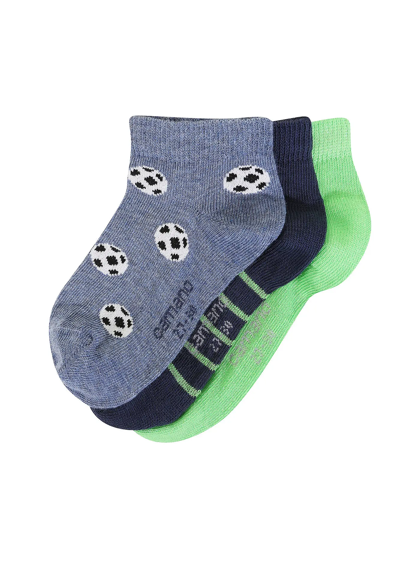 CAMANO | Jungen Sneakersocken 3er Pkg Fuss light grey mela | grün
